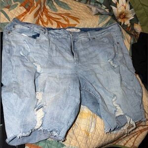 Torrid Light Blue Distressed Jean Shorts